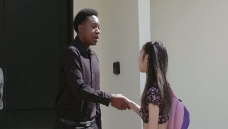 Asian babe Eva Yi is having crazy sex fun with one black fellow